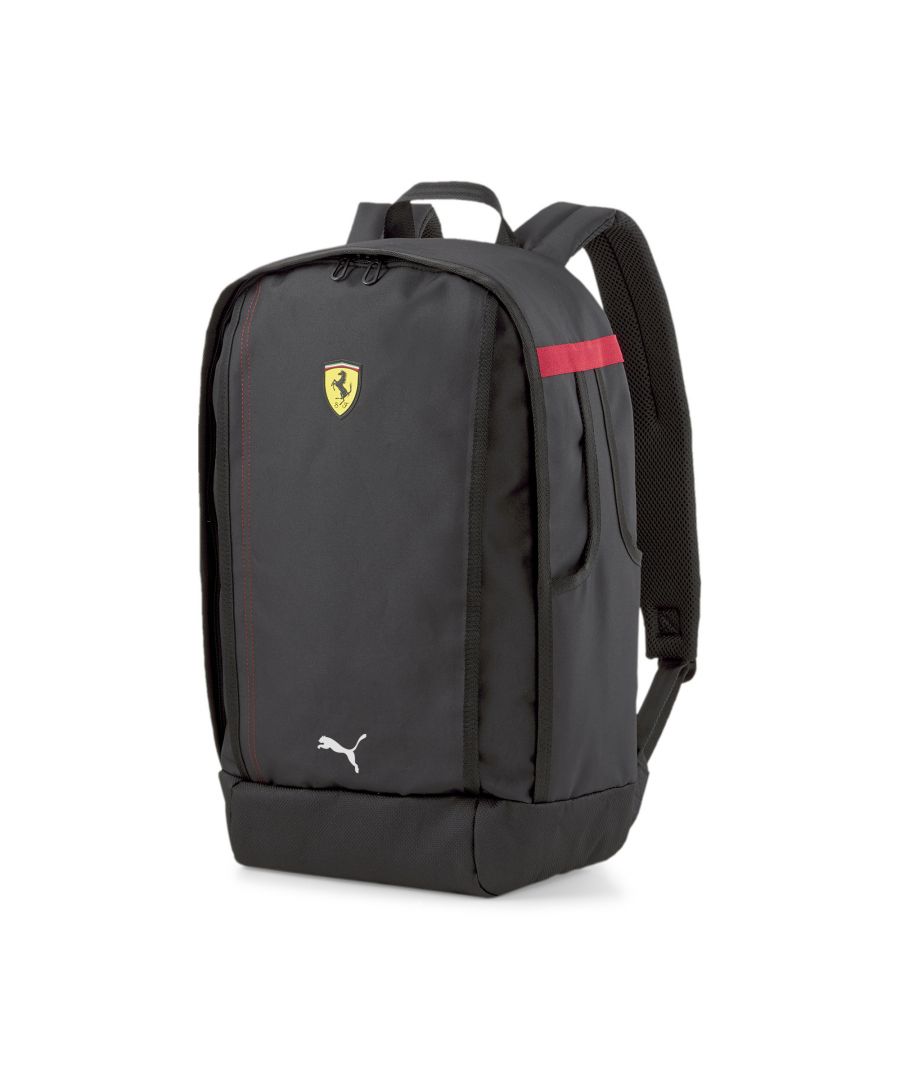 Flaunt your passion for impeccable engineering and precision motors when you're on the go in our Scuderia Ferrari line of motorsport essentials. Our Scuderia Ferrari SPTWR Race Backpack is the ideal way to infuse your love of racing into your everyday ensemble. It features a classic backpack silhouette, multiple compartments and pockets for easy organisation of your belongings, plus eye-catching Scuderia Ferrari accents. DETAILS Modern backpack with colour-blocking detailsZipped opening into main compartmentSlip-in pockets at sidesPadded straps for a comfortable carryEpaulets on side inspired by F1 race suitsEmbroidered PUMA Cat Logo at frontPremium TPU Scuderia Ferrari Shield logo badge at front