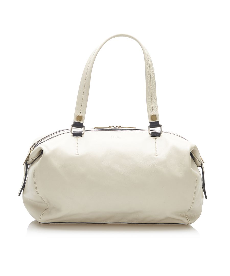 Celine Preowned Womens Vintage Leather Shoulder Bag White - One Size