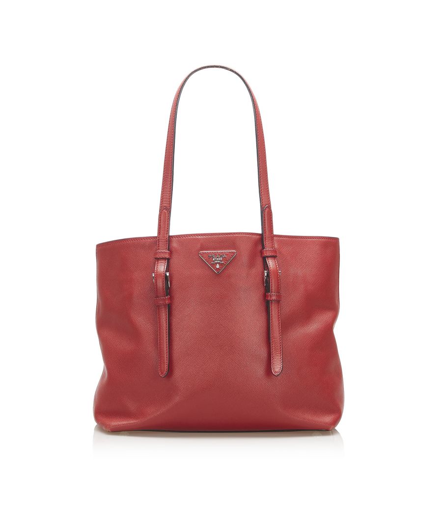 Prada Preowned Womens Vintage Soft Saffiano Leather Tote Bag Red - One Size