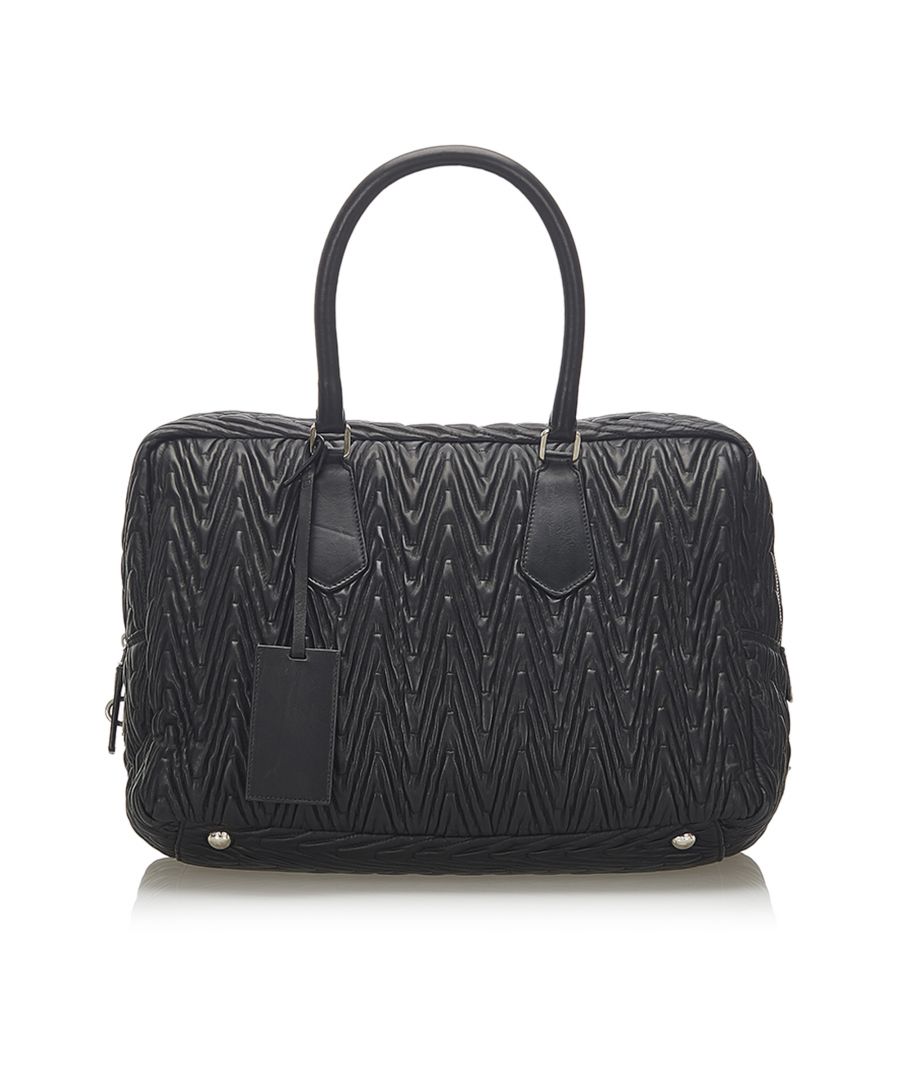 Prada Preowned Womens Vintage Embossed Leather Handbag Black - One Size