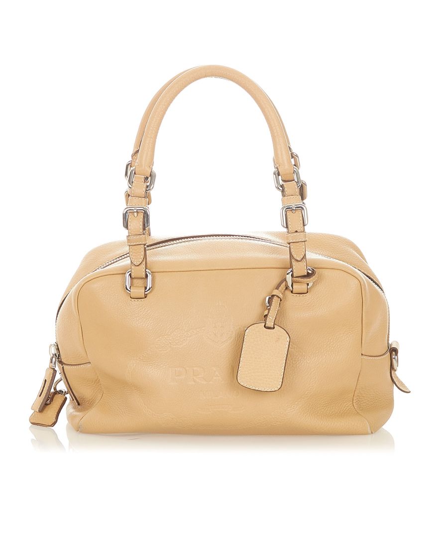 Prada Preowned Womens Vintage Vitello Daino Logo Handbag Brown - One Size