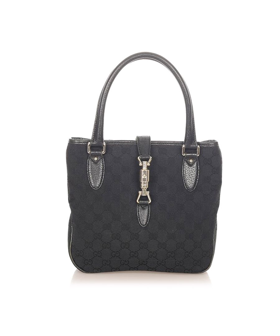 Image for Vintage Gucci GG Canvas New Jackie Handbag Black