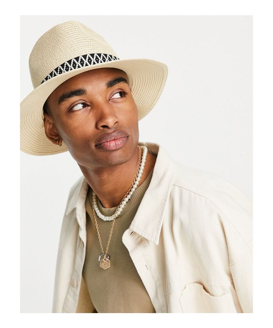 Hat by ASOS DESIGN Top this Fedora style Pinched crown Narrow brim Ribbon trim  Sold By: Asos