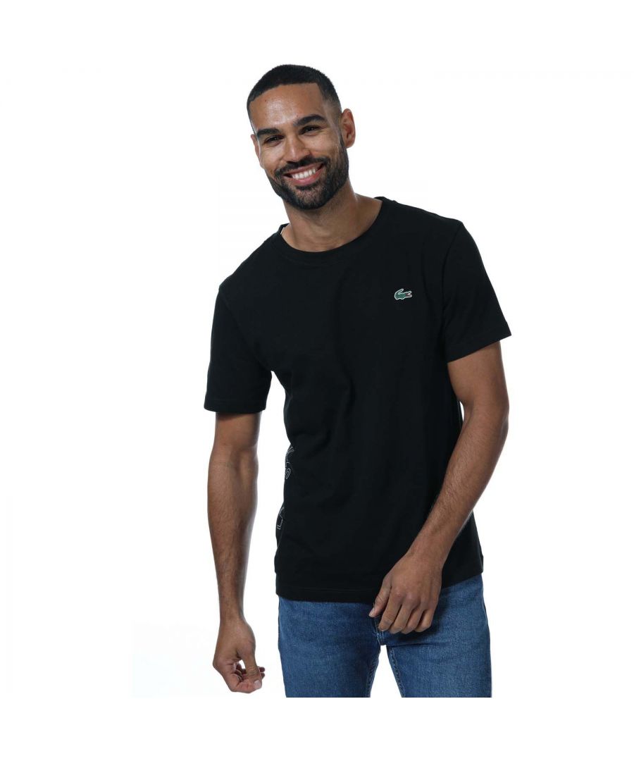 Lacoste gestreept katoenen T-shirt voor heren, zwart