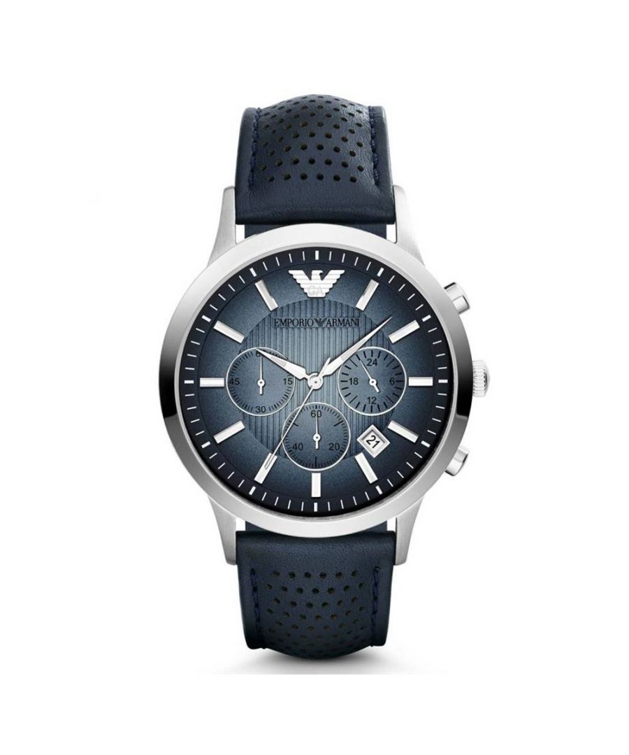Image for Emporio Armani Classic Chronograph Blue Leather Watch