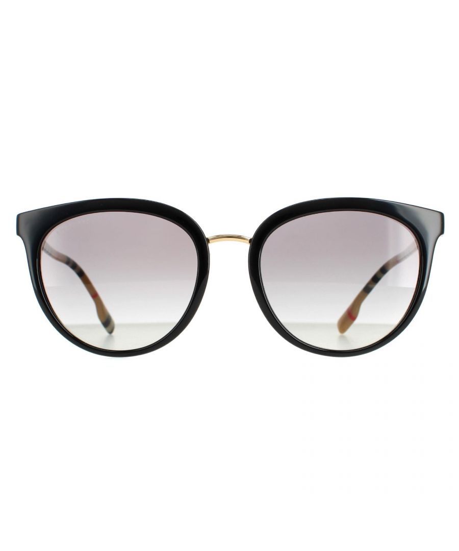 Burberry Round Womens Black Grey Gradient BE4316 Willow Sunglasses are an elegant square design made from lightweight acetate. The slim temples feature the Burberry text logo for authenticity