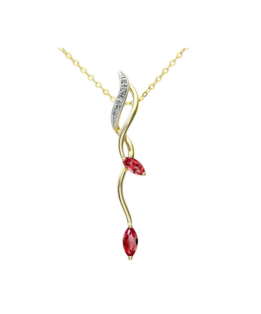 Image for 9ct Yellow Gold Diamond and 0.48ct Garnet Drop Pendant and 18