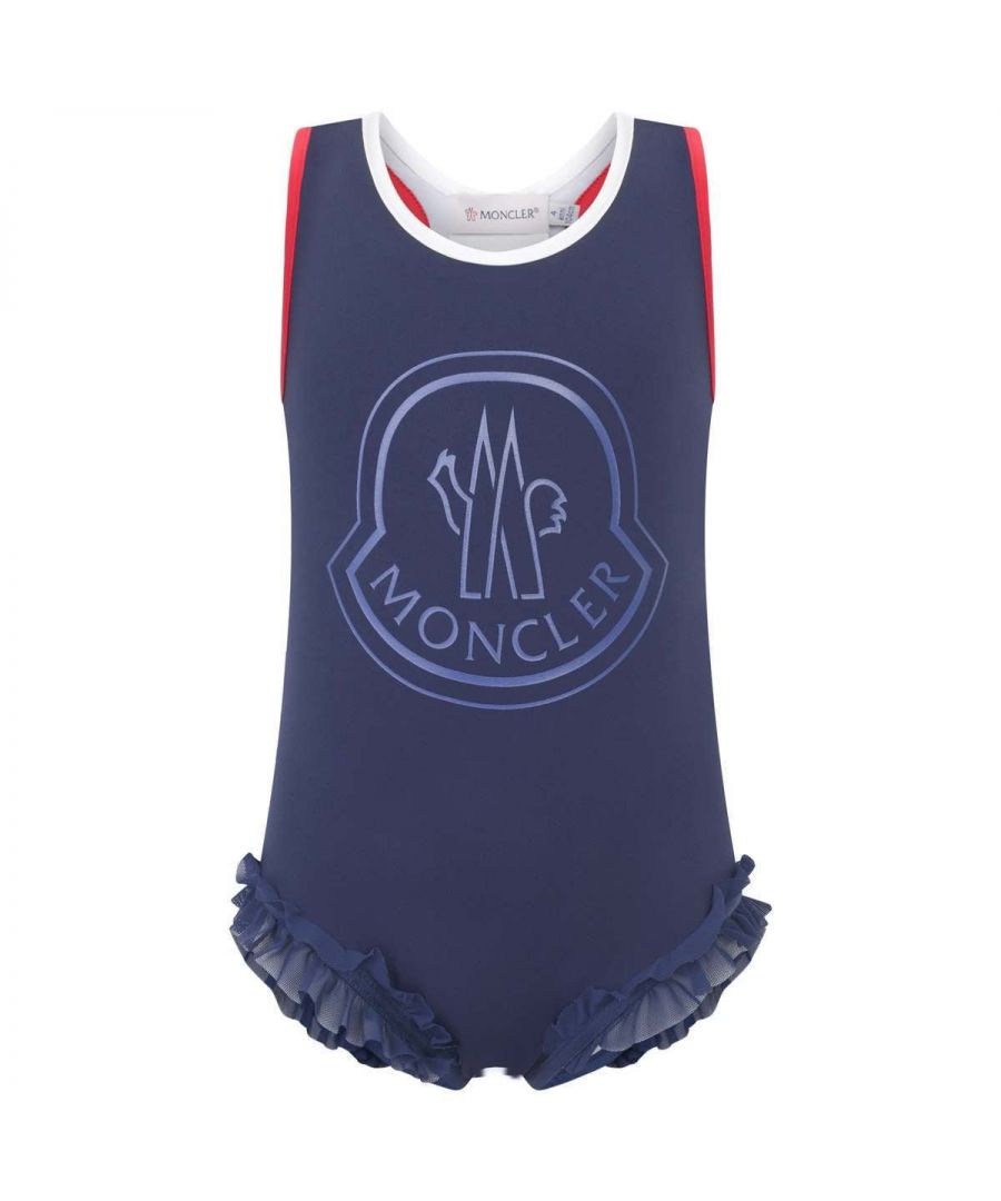 Moncler Girls Blue Swimsuit - Navy Nylon - Size 10Y