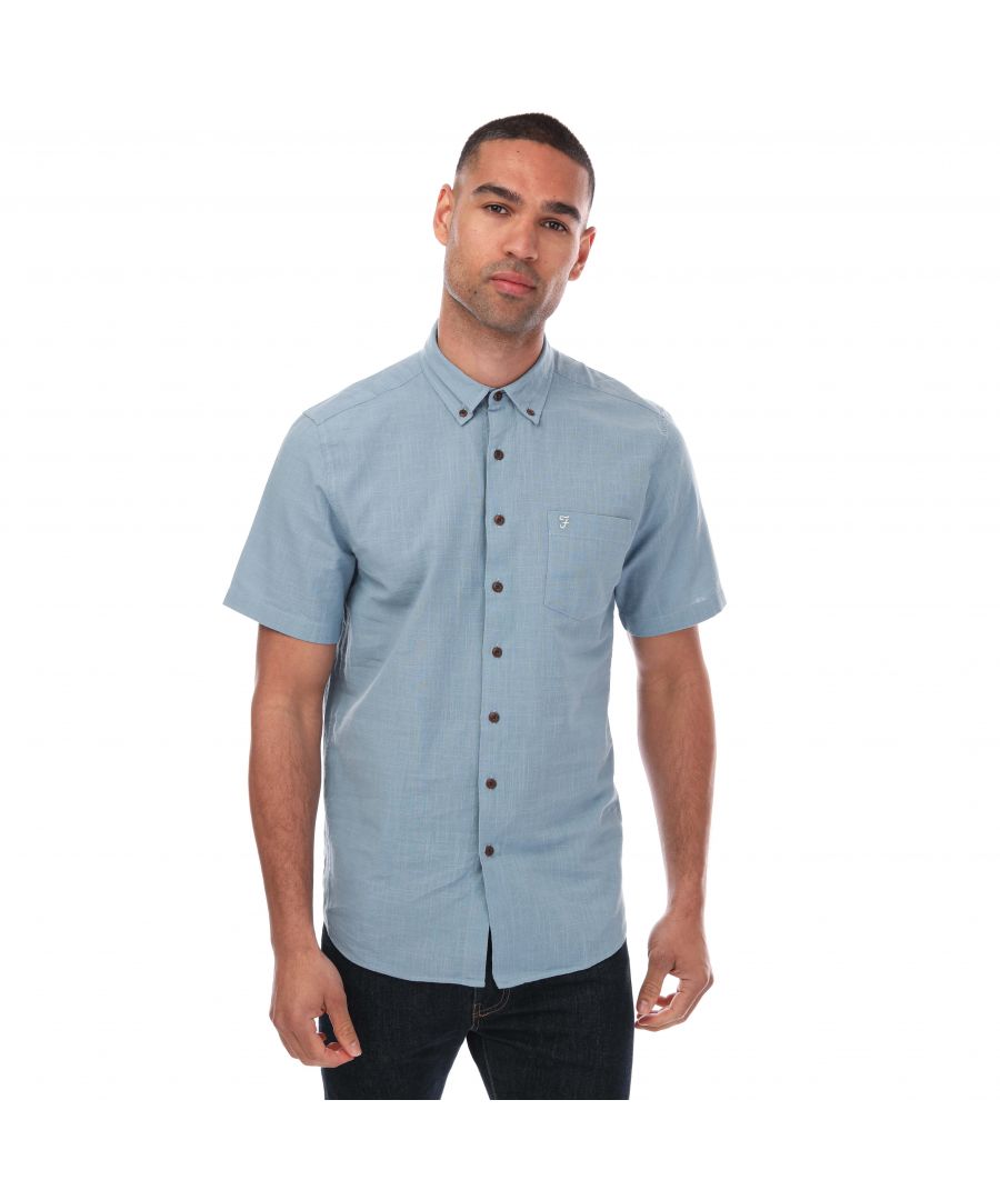 Farah Densmore overhemd met korte mouwen voor heren, denim