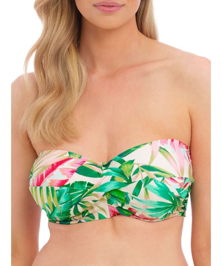 Fantasie Womens Langkawi Bandeau Bikini Top - Green Nylon - Size 36FF