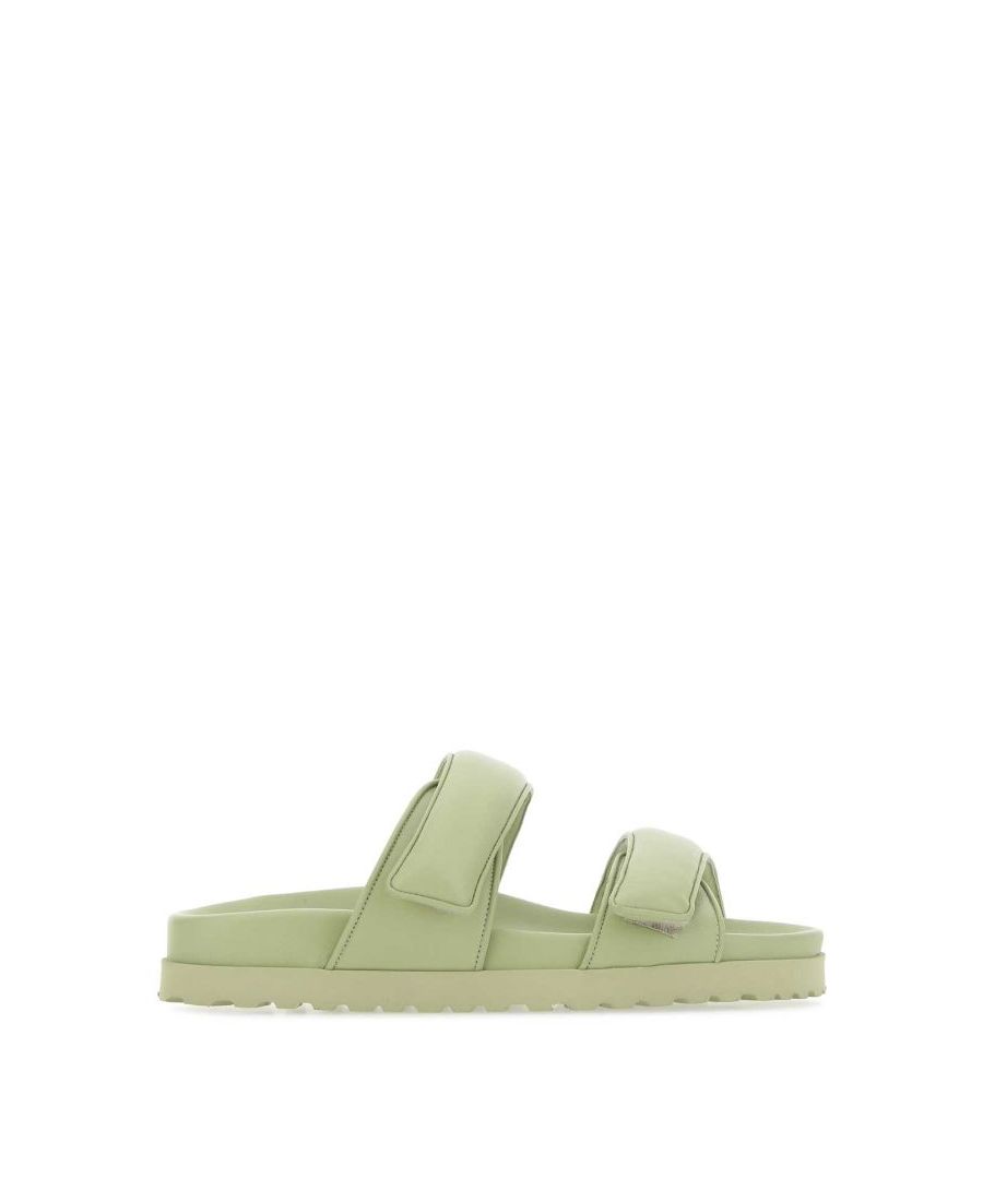 Pastel green nappa leather Perni 11 slippers