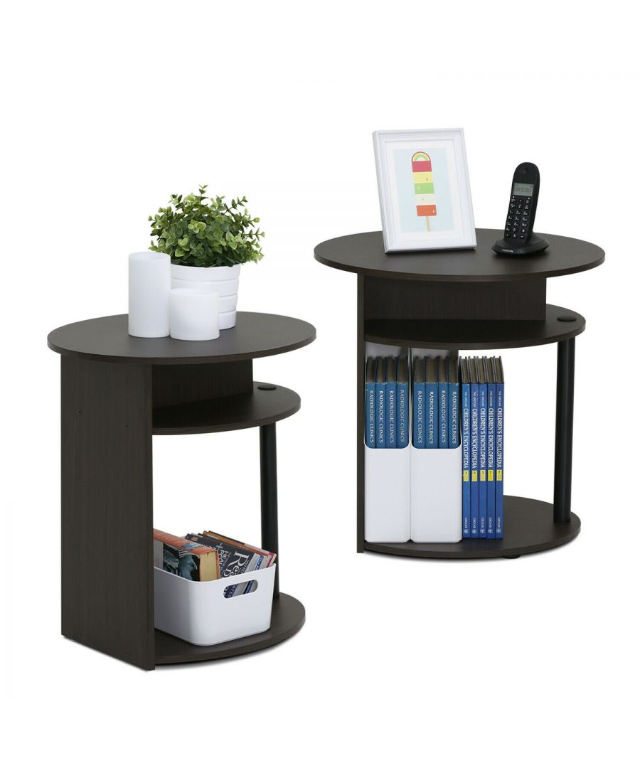 - Furinno JAYA Simple Design Oval End Table is designed to fit in your space and fit on your budget. \n- The shelves provide additional storage and display spaces for your handy needs such as snacks, books, etc. It can be used as end table, nightstand, or hallway table. \n- All the products are produced and packed 100-percent in Malaysia with 90% - 95% recycled materials. \n- Care instructions: wipe clean with clean damped cloth.Avoid using harsh chemicals.