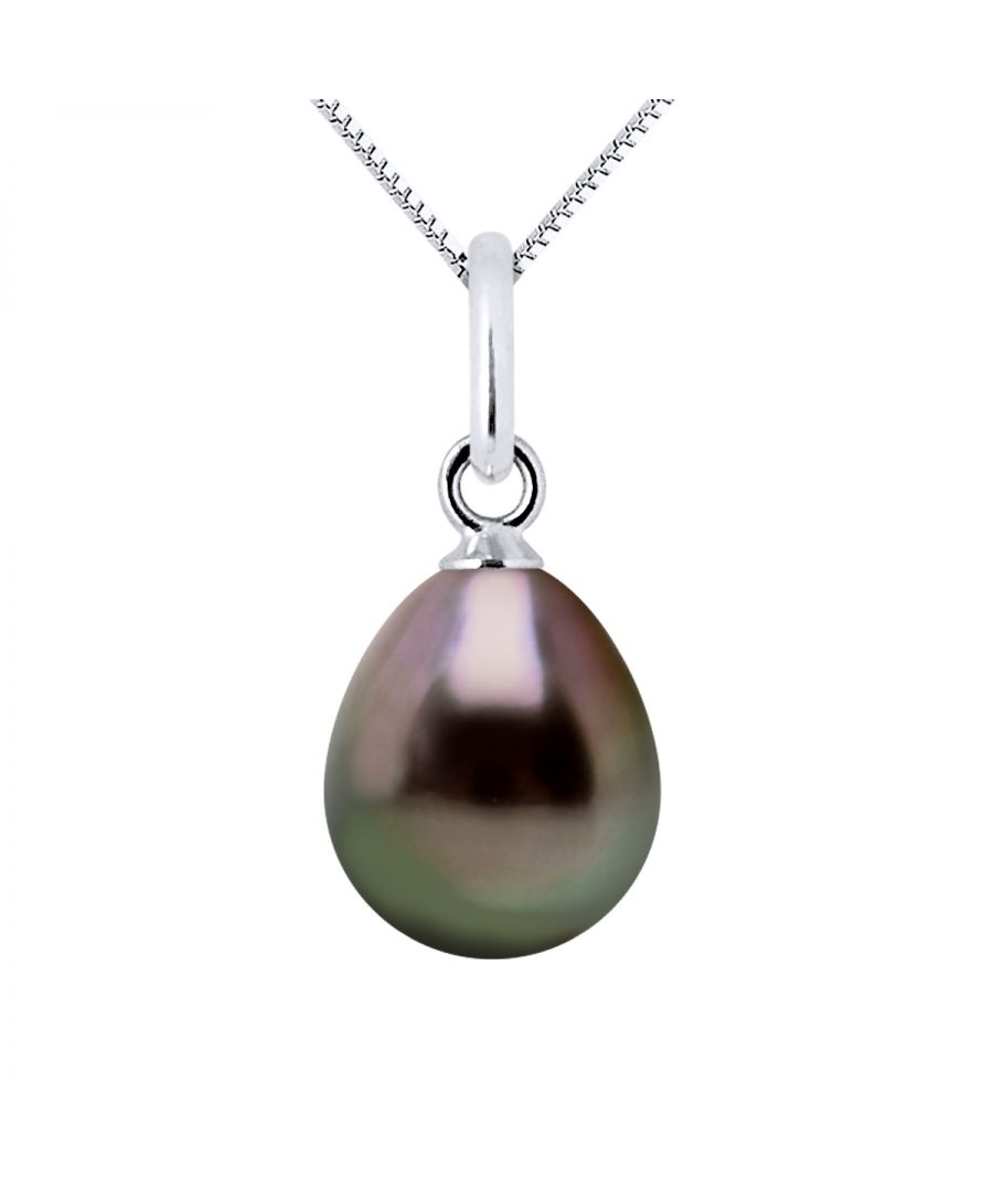 Necklace Articulé Fil White Gold 750 and true Cultured Tahitian Pearl Pear Shape 8-9 mm , 0,31 in - Our jewellery is made in France and will be delivered in a gift box accompanied by a Certificate of Authenticity and International Warranty