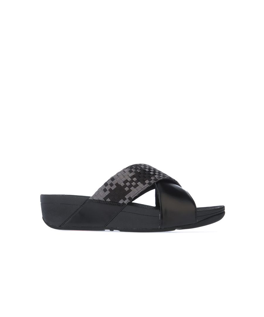 Image for Women's Fit Flop Lulu Silky Weave Cross Slide Sandals in Black