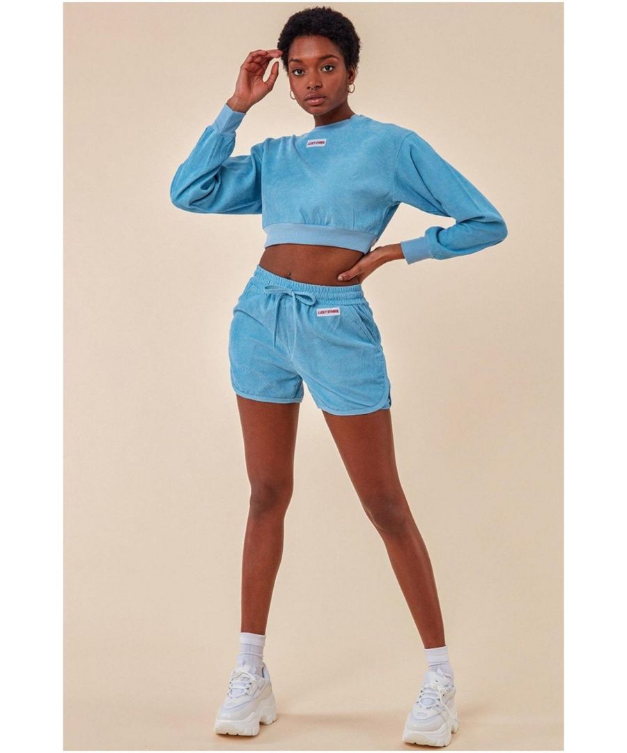 Image for Cosmochic Oversized Cropped Jumper & Short Two Piece Set - Blue