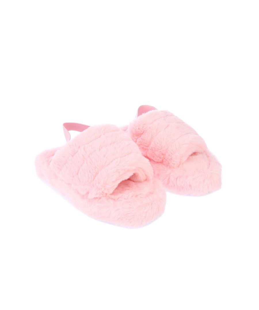 Junior Girls Originals Penguin Fluffy Slipper in pink.- Slip on.- Elastic heel strap.- Plush fleece lining.- Textile Upper  Textile Lining  Synthetic Sole - Ref.: PEN7000Z16J