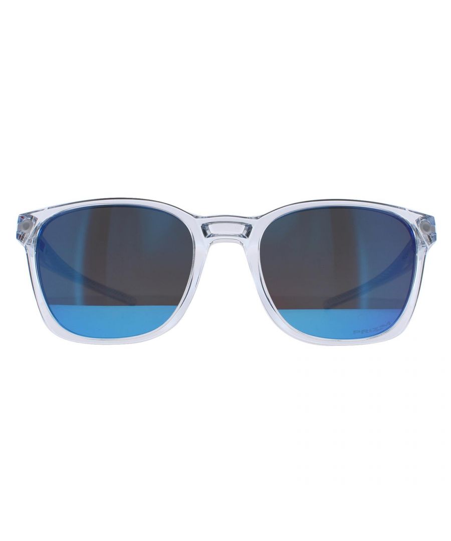 Oakley Rectangle Mens Polished Clear Prizm Sapphire Ojector  Sunglasses are a versatile and stylish accessory that will elevate any outfit. With a timeless design and innovative features, these sunglasses are perfect for both active and casual wear. The frames are made from lightweight and durable O-Matter material, ensuring a comfortable fit that can withstand even the most intense activities. They also feature Oakley's signature Unobtainium earsocks, which ensure a secure and comfortable fit even during sweaty activities.