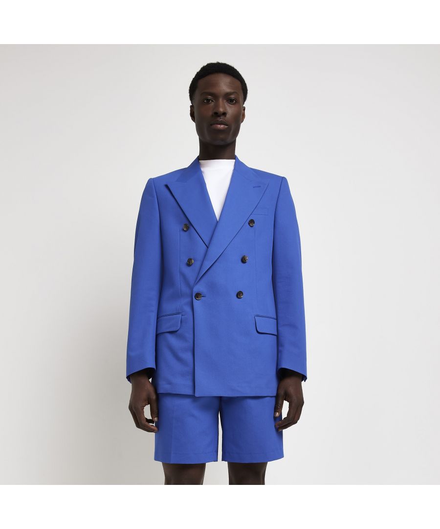 > Brand: River Island > Gender: Mens > Colour: Blue > Material: Cotton > Composition: 61% Cotton 37% Polyester 2% Elastane > Season: Spring||Summer
