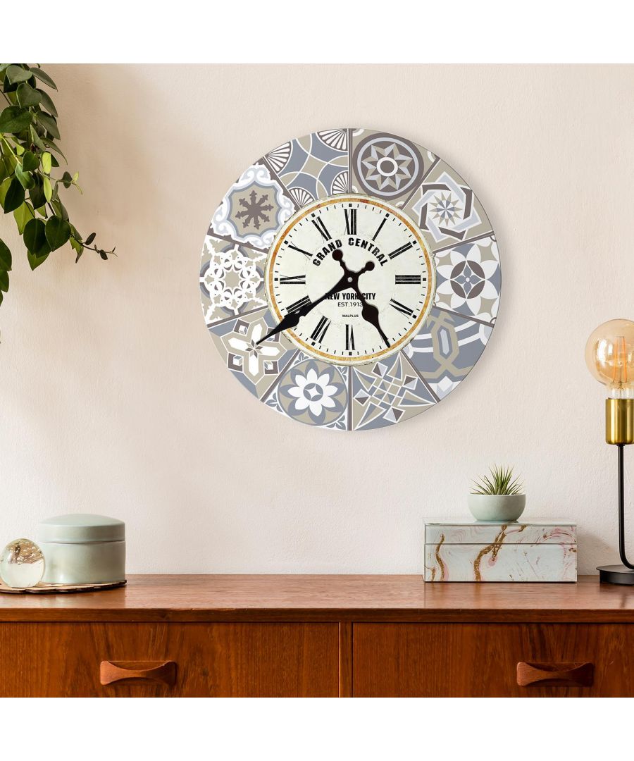 - Our Limestone Spanish Tiles Wall Clock is inspired by the traditional Moroccan tile's design and is a perfect addition to a classic look decoration in kitchen, study or living room! \n- The clock is lightweight and can be hang on the wall by one person. \n- Our clock has a quartz mechanism (not silent) operated by 1 AA battery (not included) with a clear and easy to read analogue time display. \n- We warrant the clock against defects in materials and manufacture under ordinary consumer use for two years from the date of purchase. \n- Please keep your receipt, e-receipt or order confirmation for the warranty to be validated.