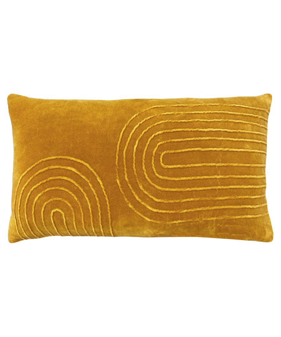 furn. Mangata Rectangular Pleated Cotton Velvet Cushion Cover - Yellow - One Size