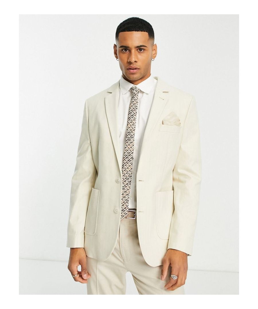 Blazer by ASOS DESIGN Do the smart thing Notch lapels Padded shoulders Two-button fastening Side pockets Skinny fit  Sold By: Asos