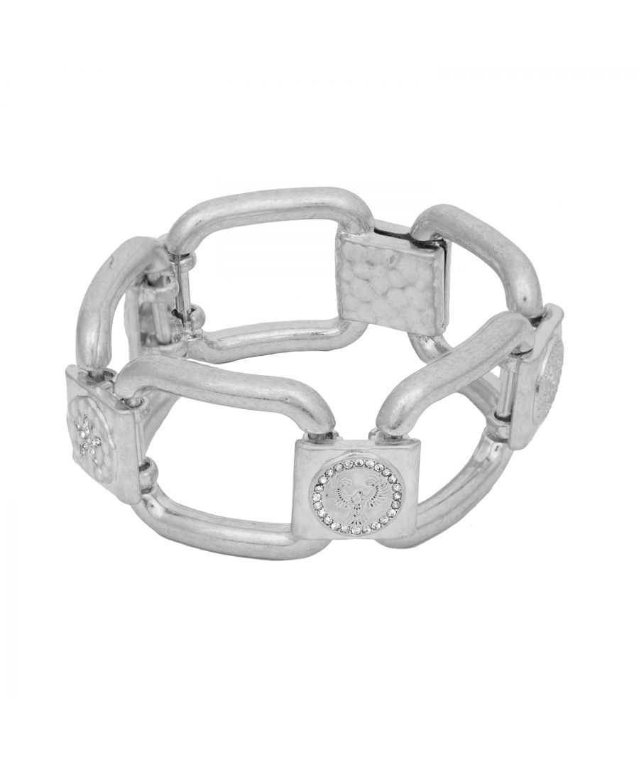 Simple and striking, the Bibi Bijoux Free Spirit Silver Chunky Bangle is a beautiful and fun summer bangle. Ideal for dressing up any outfit, this piece will instantly add a touch of glam to any outfit. Trendy, super stylish and perfect for those who love simplicity and effortless chic style. Pair with or matching Free Spirit Silver Necklace to complete your look The silver tone plated bracelet measures 18.5cm with magnet fastening.