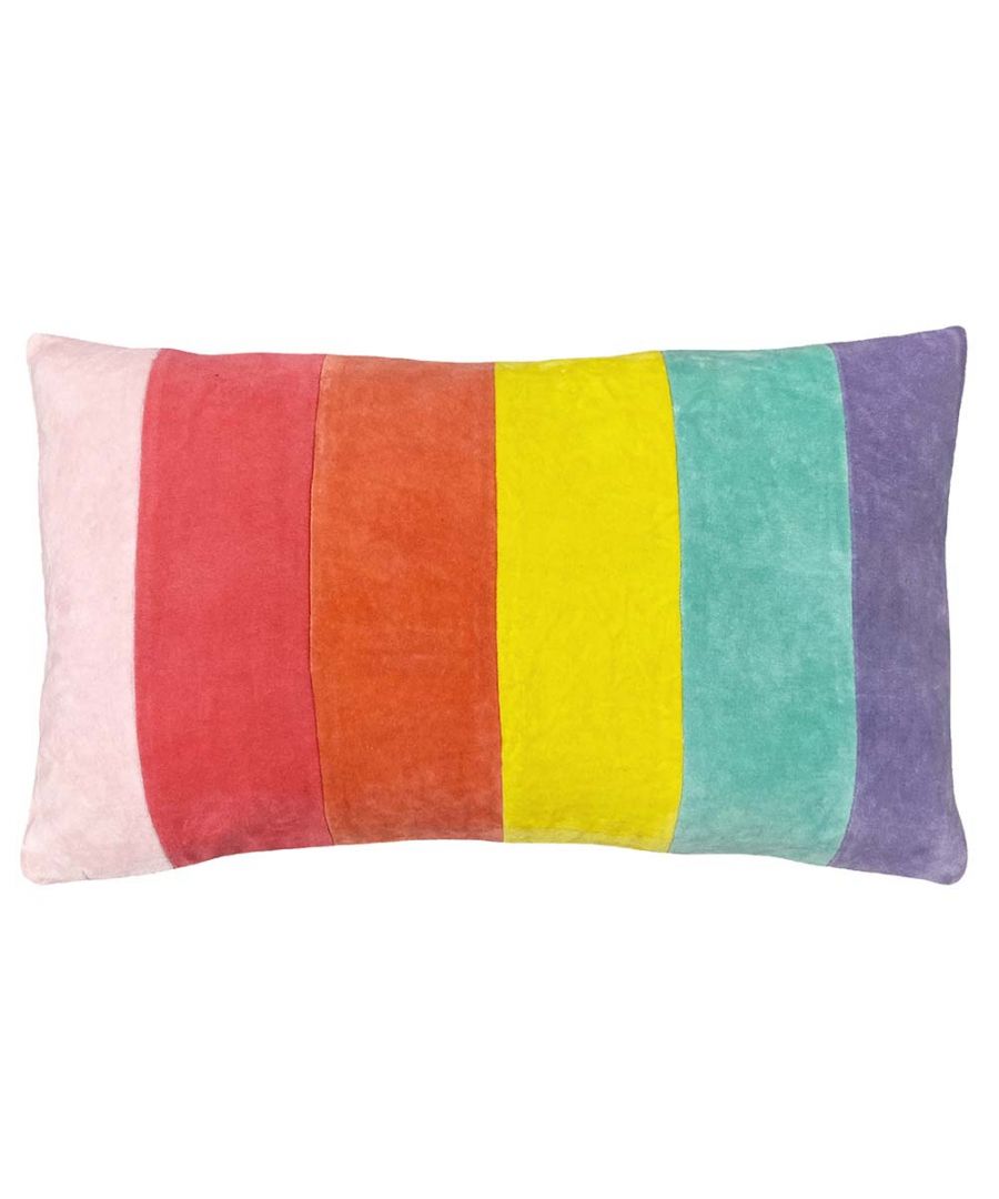 Featuring a bold vertical stripe print and a plain reverse, in a soft cotton velvet for a plush, modern aesthetic. Complete with standard knife edging and hidden zip closure. Made of 100% Cotton, making this cushion super comfy and durable.