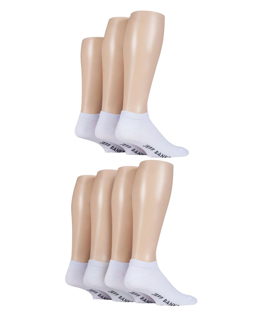 jeff banks - 7 pack mens everyday cotton rich low cut trainer socks - white - size uk 7-11