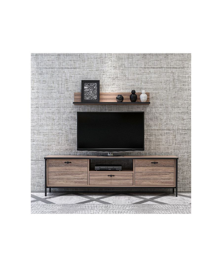 Image for HOMEMANIA Lace TV Stand, in Black,Wood