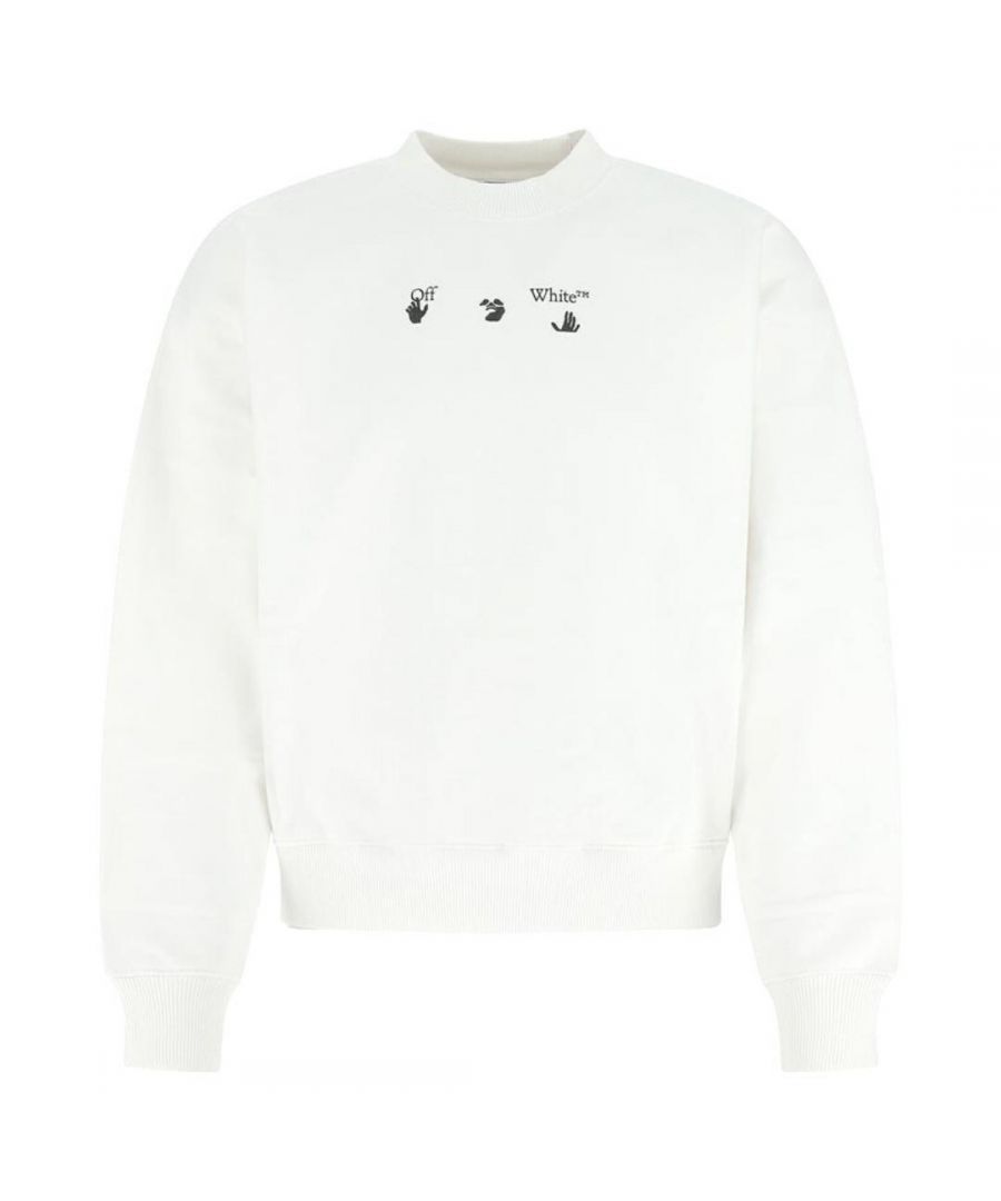 Off-White Spray Over Marker Arrows White Sweatshirt. Off-White Spray Over Marker Arrows White Sweatshirt. Off-White Logo On Centre Chest. Marker Signature Off-White Cross Logo On The Back, Blue Spray Over Logo. 100% Cotton, Made In Portugal. OMBA054F21FLE0130145