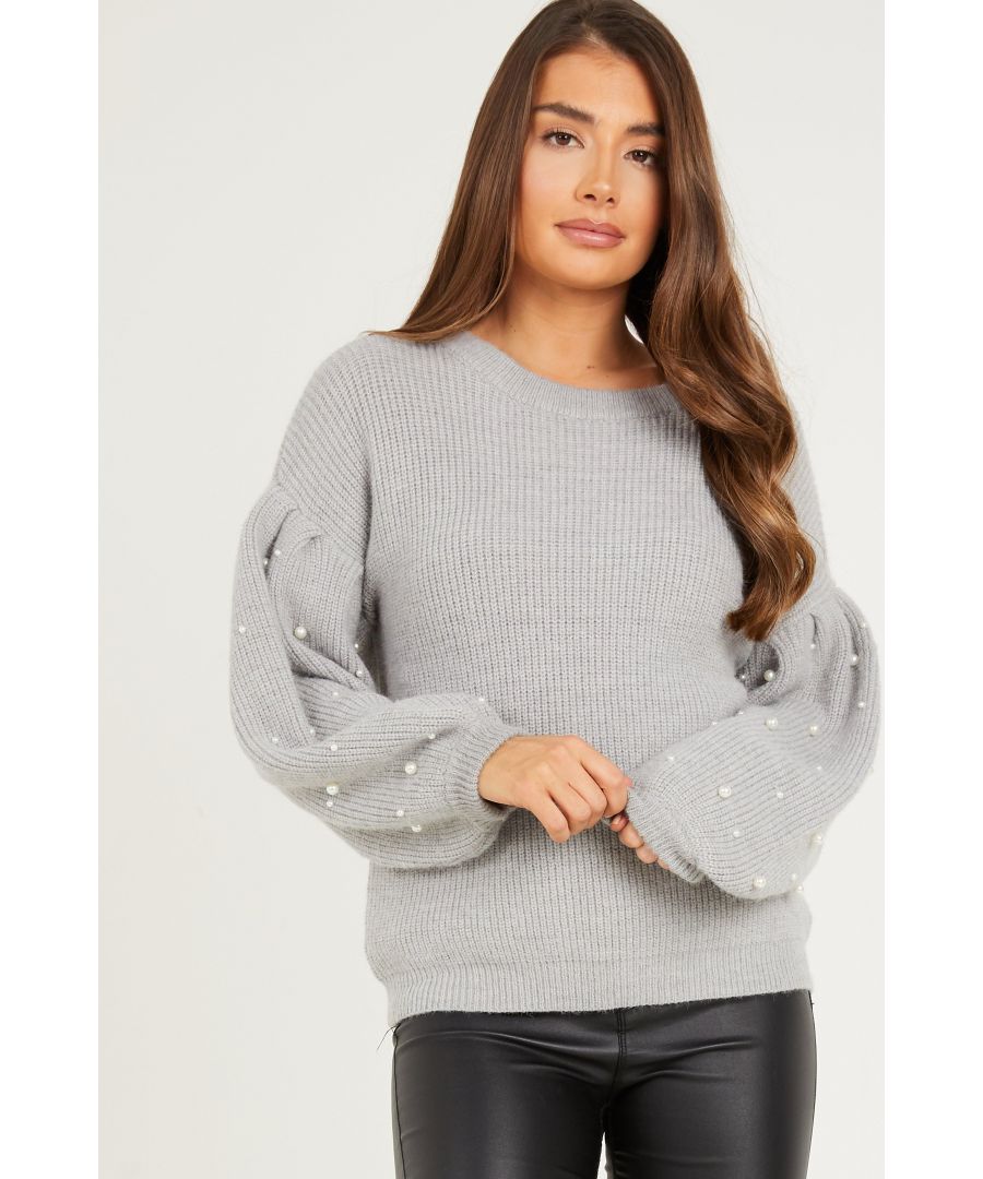 Image for Grey Pearl Knitted Jumper