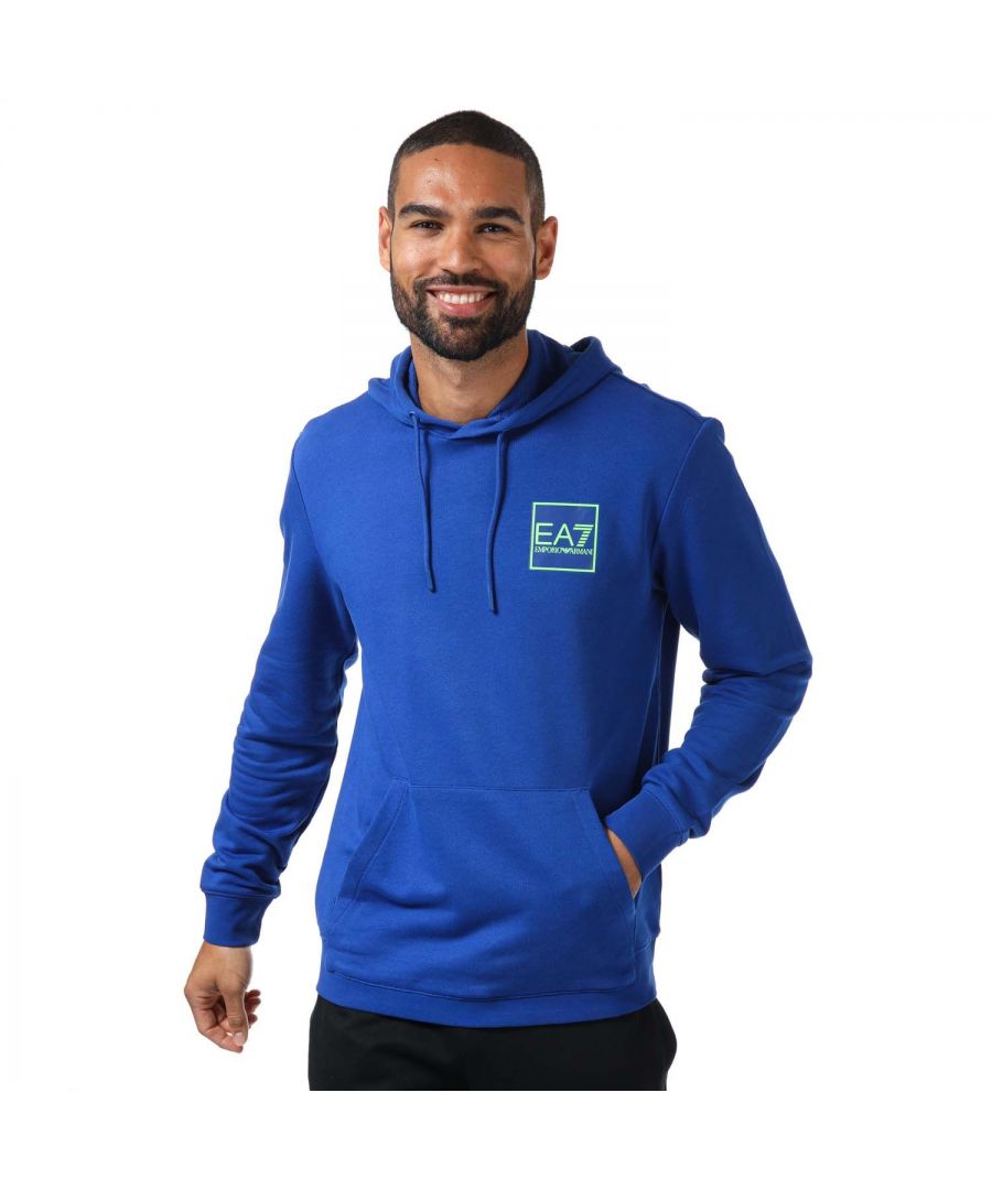 Emporio Armani EA7 hoodie met arendlogo voor heren, koningsblauw