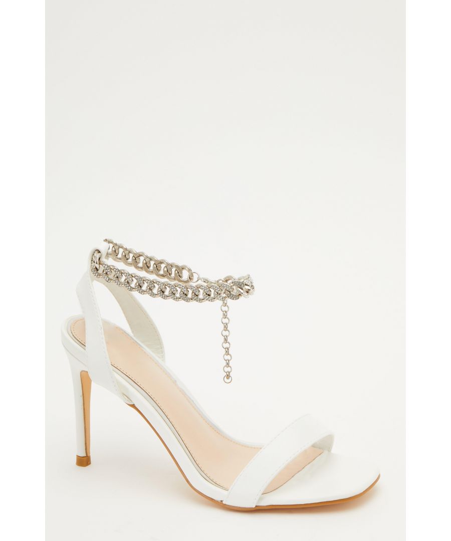 Image for White Faux Leather Heeled Sandals
