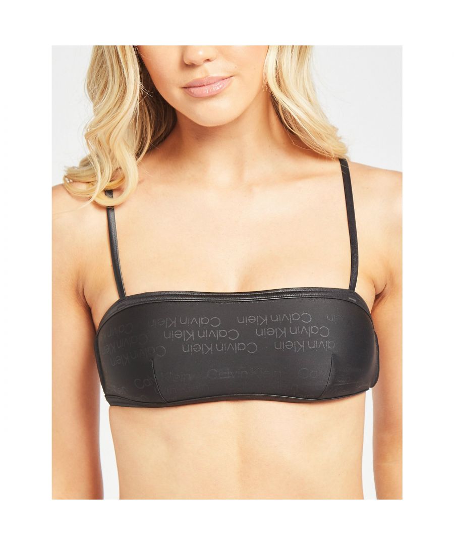 Calvin Klein Womenss Logo Bralette in Black - Size Large