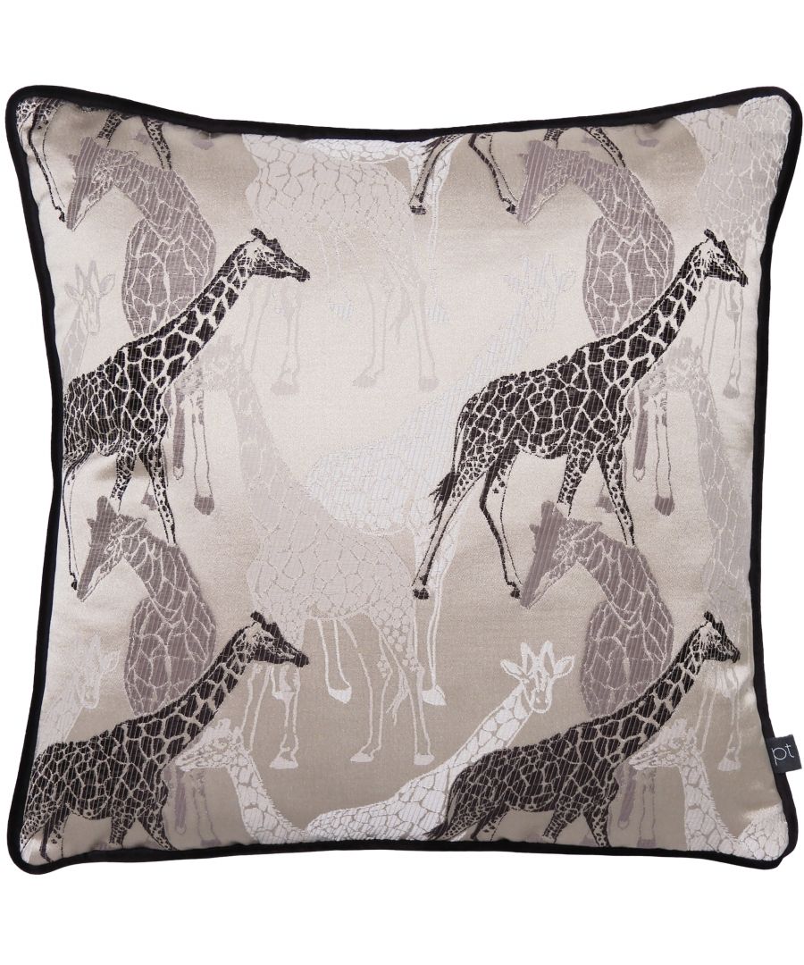 Prestigious Textiles Giraffe Monochrome Jacquard Piped Feather Filled Cushion - Sand - One Size