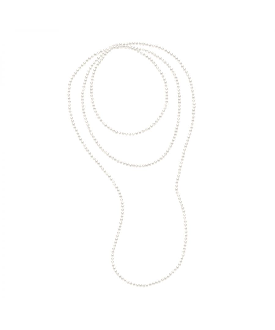 Halsketting of Double Rank OPERA - zoetwater gekweekte parels 4-5 mm - Wit - Lengte 160 cm - Wordt geleverd in een koffer met een certificaat van echtheid en een internationale garantie - Al onze juwelen zijn gemaakt in Frankrijk.