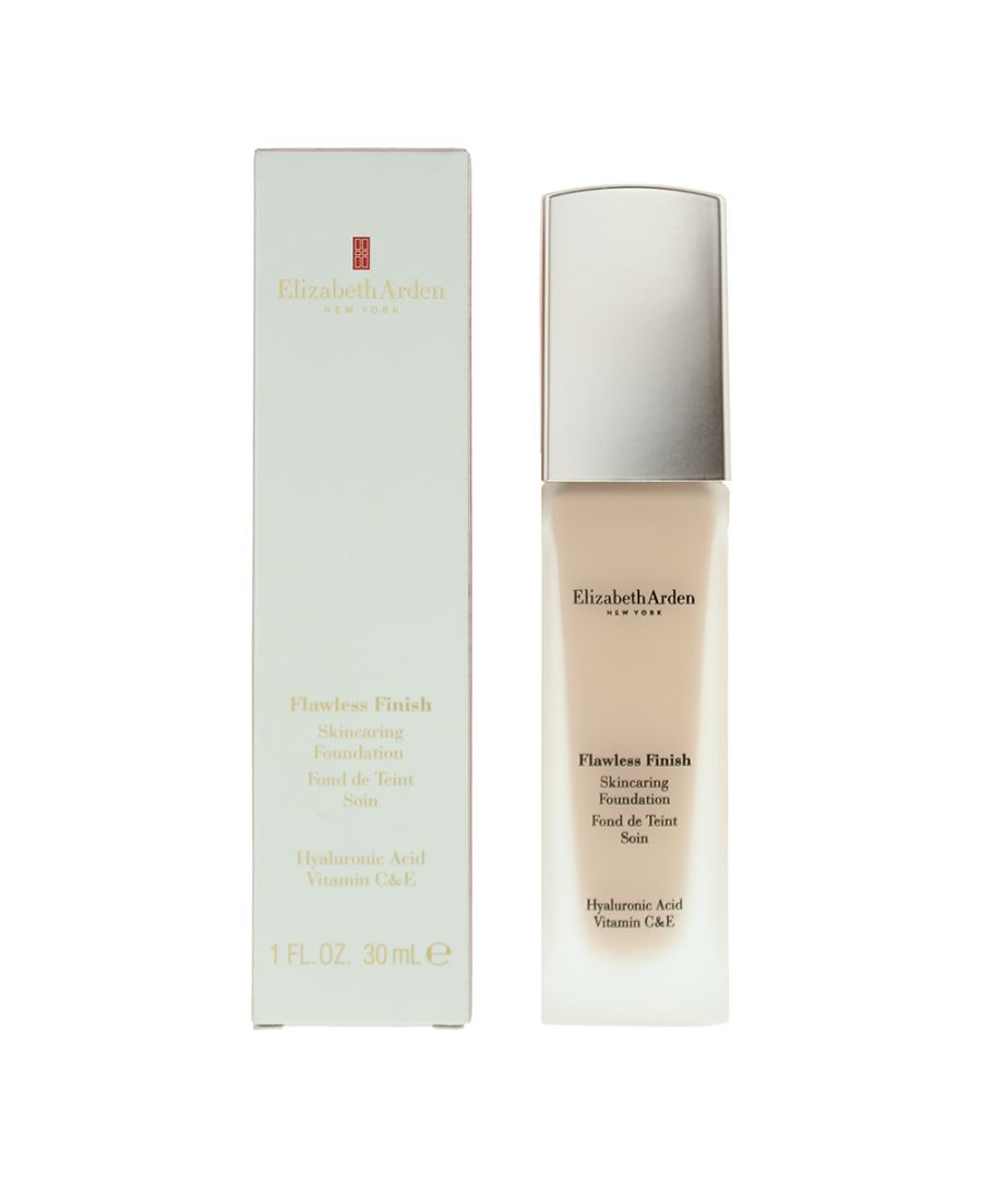 Elizabeth Arden Flawless Finish Skincaring Foundation is a range of foundation that combines the needs of skincare with the usefulness of foundation. The liquid foundation delivers flawless, 24 hour coverage, with a natural finish and long wearing, lightweight formula. The foundation also delivers nourishment for the skin, with hyaluronic acid, Vitamin C and Vitamin E to comfort and condition, and in turn leaves skin healthy, even-toned, brighter, younger and more supple.