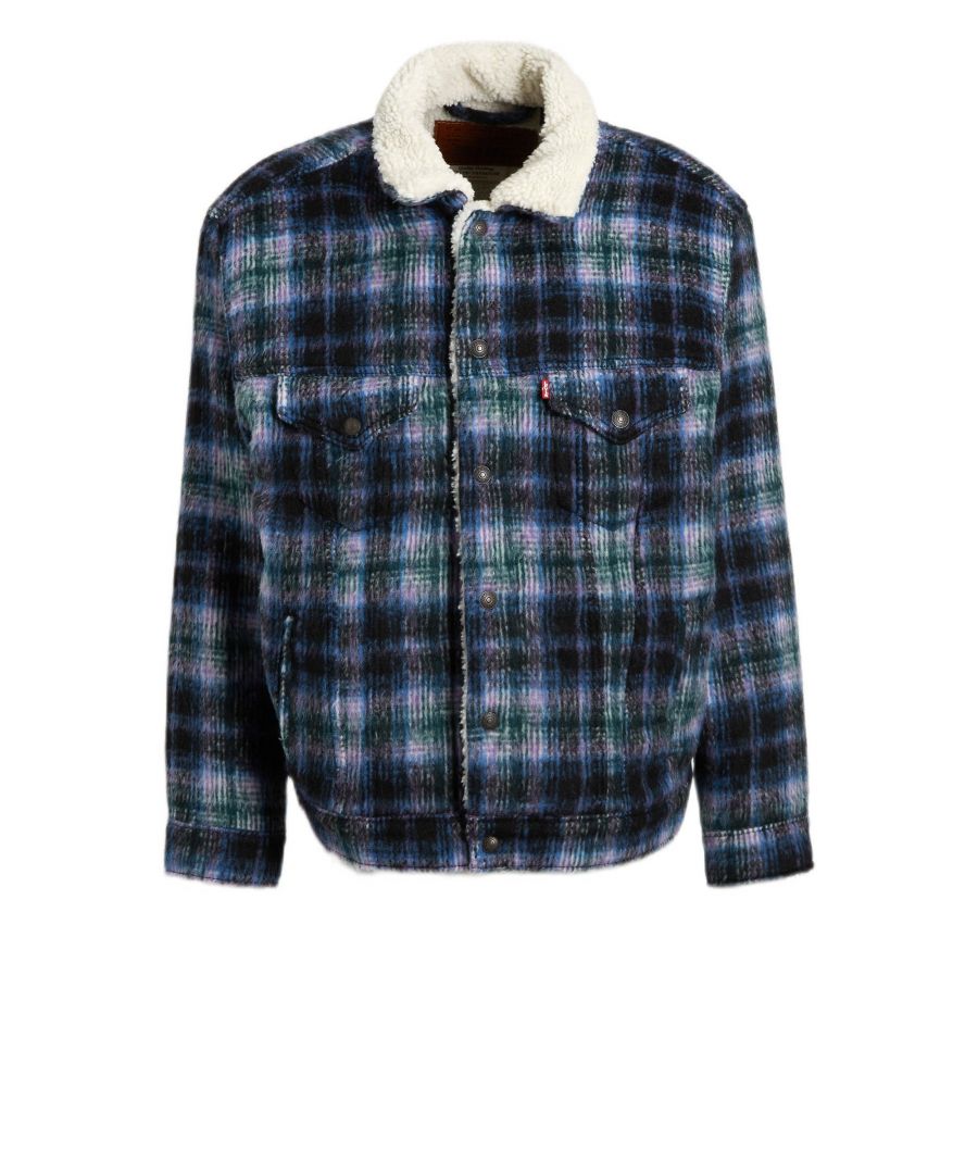 GBDit jack voor heren van Levi's is gemaakt van een polyestermix en heeft een geruit patroon. Dit model heeft een klassieke kraag, lange mouwen en een drukknoopsluiting.details van dit jack:imitatiebontkraag2 borstzakken2 steekzakken