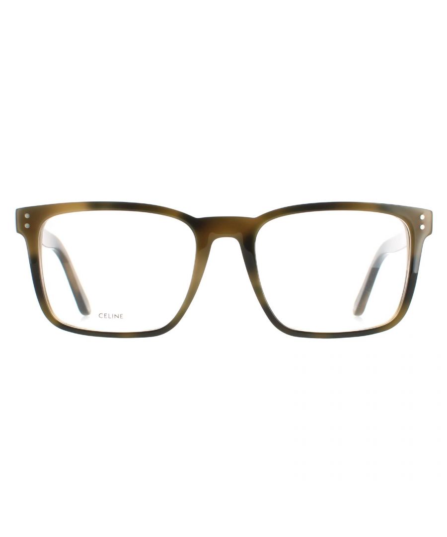 Celine Rectangle Mens Green Havana CL50030I  Glasses are a classic rectangle style crafted from lightweight acetate. Celine's logo features on the slender temples for brand recognition.