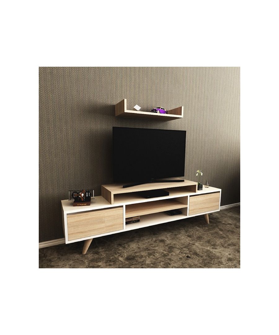 Image for HOMEMANIA Melis TV Stand, in White, Sonoma