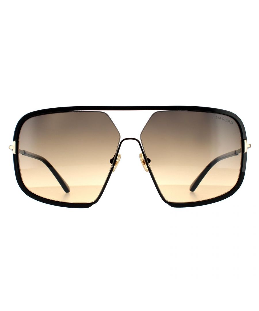 Tom Ford Aviator Mens Shiny Black Smoke Gradient  Warren FT0867 are stylish aviator style for women. They're super comfortable in lightweight metal and feature silicone adjustable nose pads for a personalised fit. The thin temples tips feature the Tom Ford logo for brand recognition.