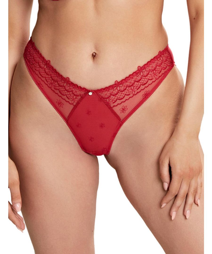 Cleo By Panache Womens 10582 Blossom Brazilian Brief - Red - Size 14 UK