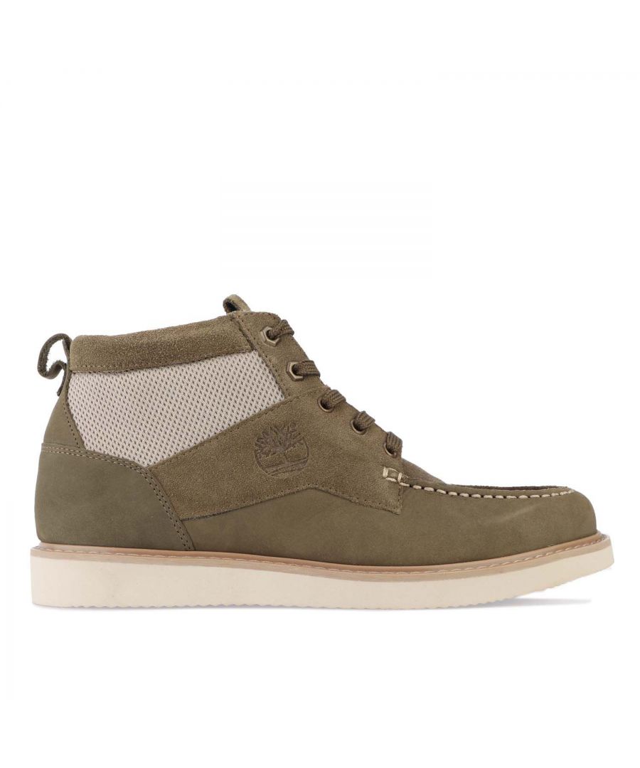 Mens Timberland Newmarket Chukka Boot in khaki.- Leather upper.- Lace fastening.- Ortholite® sockliner.- Contrast stitching.- Branding to the tongue and side.- Rubber sole.- Leather upper  Textile and Synthetic lining.- Ref: A2AHMA58