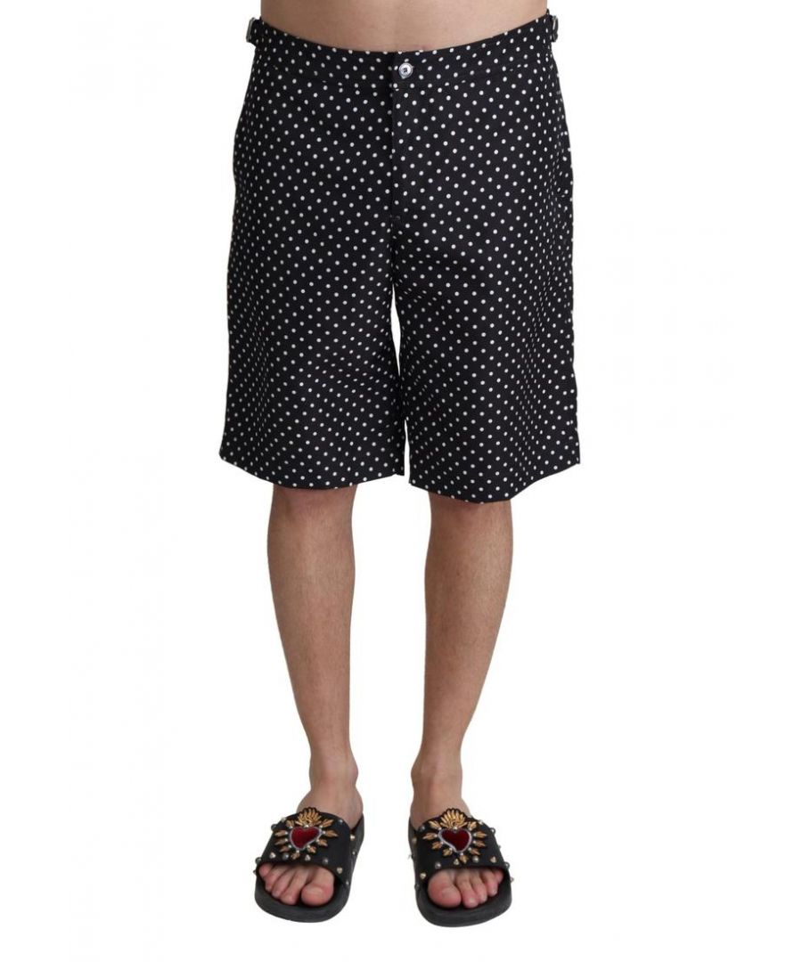 Dolce & Gabbana Mens Black Polka Dots Beachwear Shorts Swimwear - Size Small