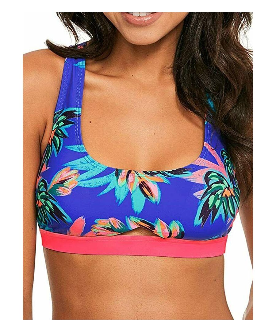 Give your swimwear collection a summer vibe with the Figleaves Fiji bikini crop top. The square neck allows you to show off your natural cleavage with non wired and non padded cups. Racer back style. Product code: 187453.