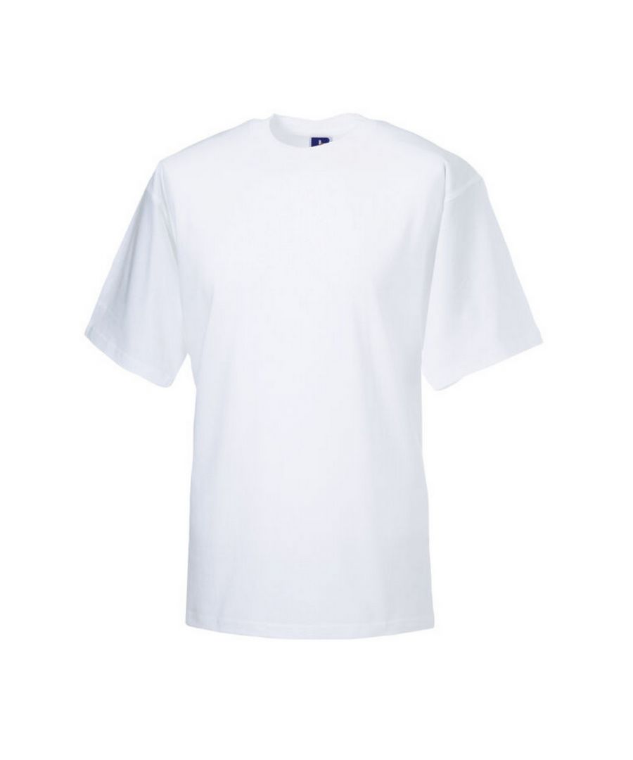 Russell Athletic Mens Organic Short-Sleeved T-Shirt (White) Cotton - Size Medium