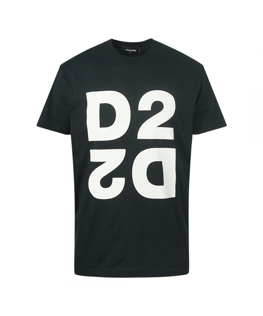 Dsquared2 Cool Fit D2 Large Mirror Logo Black T-Shirt. D2 Short Sleeved Black Tee. Cool Fit Style, Fits True To Size. 100% Cotton. Large D2 Brand Logo. S74GD0704 S22427 900