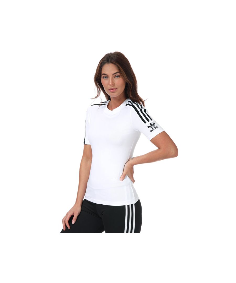 Women's adidas Originals Tight T-Shirt in White Black