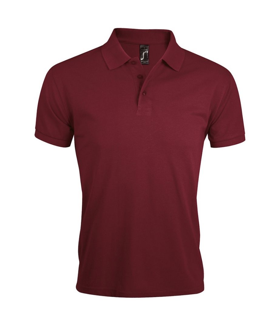 Image for SOLs Mens Prime Pique Plain Short Sleeve Polo Shirt (Burgundy)
