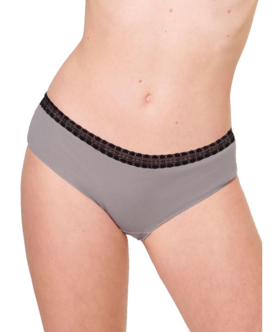 Sloggi Womens GO Ribbed Hipster C2P - Black Cotton - Size Large